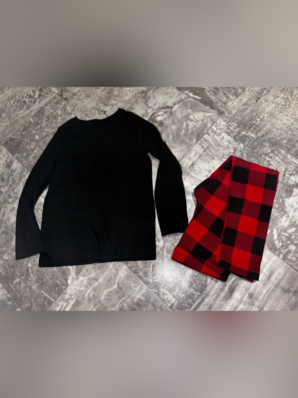 Cat & Jack Girls Black Red Buffalo Plaid 2 Piece Set Size 4/5 XS